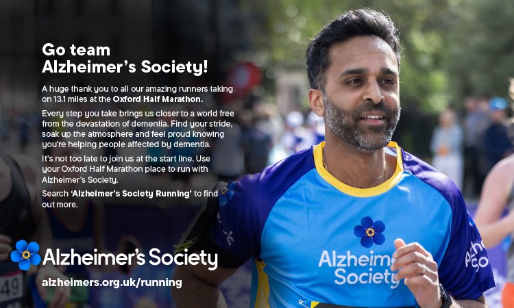Alzheimer's Society — go team Alzheimer's Society, run the Oxford Half with us