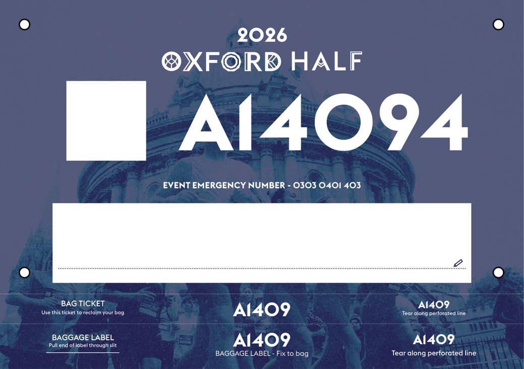 Example Oxford Half race bib