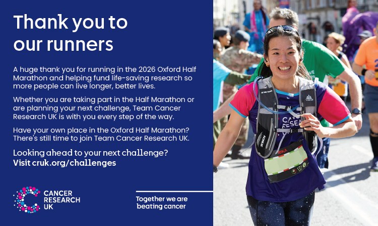 Cancer Research UK — thank you to our runners, join Team Cancer Research UK